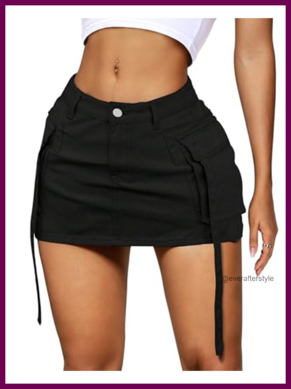 Cargo Denim Mini Skirt Low Waist Button Y2k Jean Flap Pockets